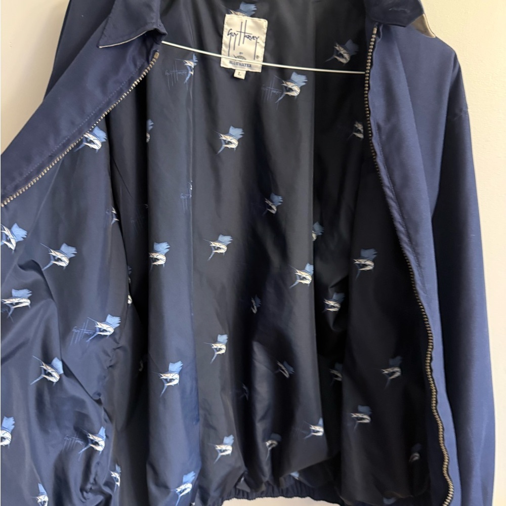 Vintage Guy Harvey Sailfish Fishing Jacket AFTCO Bluewater Navy Windbreaker - Picture 5 of 8